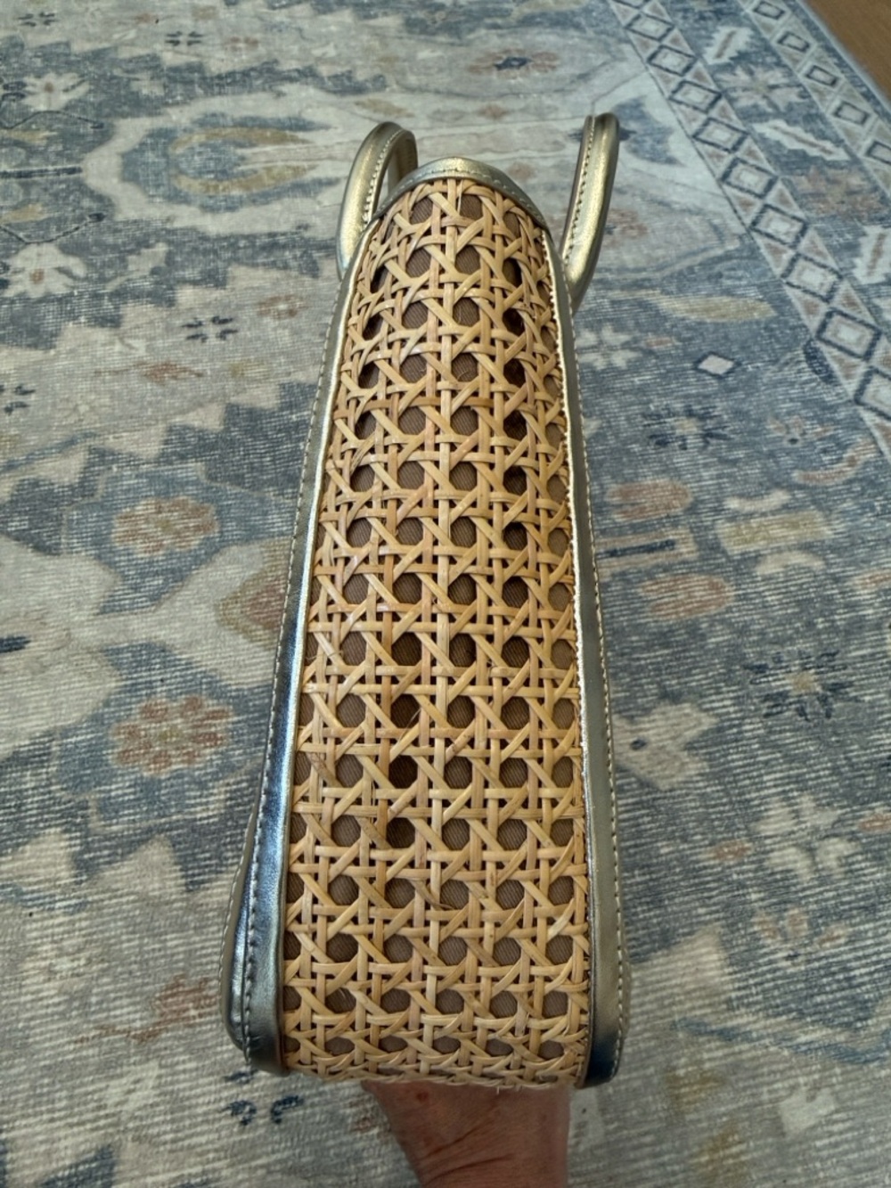 ⭐️ Talbots ⭐️ LIKE NEW ⭐️ METALLIC LEATHER RATTAN SATCHEL with STRAP ⭐️ - Picture 10 of 14